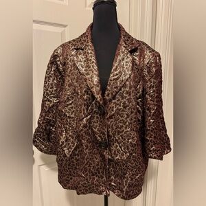 MICHAEL Michael Kors Brown Leopard Print Suit Jacket